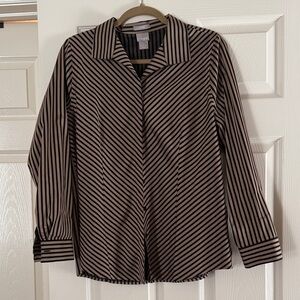 Chico's Black and Tan Striped Shirt